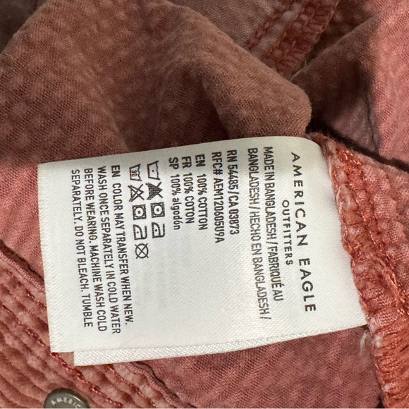 American Eagle Corduroy Women’s Shacket size Medium Blush/Rust Color - Picture 9 of 10